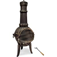 Los mejores  - Deuba Chimenea de terraza brasero Exterior Estufa Puerta con Cerradura Compartimiento Cenizas 28kg 112cm Estilo rústico